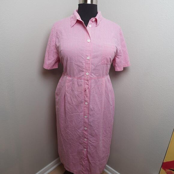 THS Collection Dresses & Skirts - Vintage Pink Gingham Midi Dress Plus Size